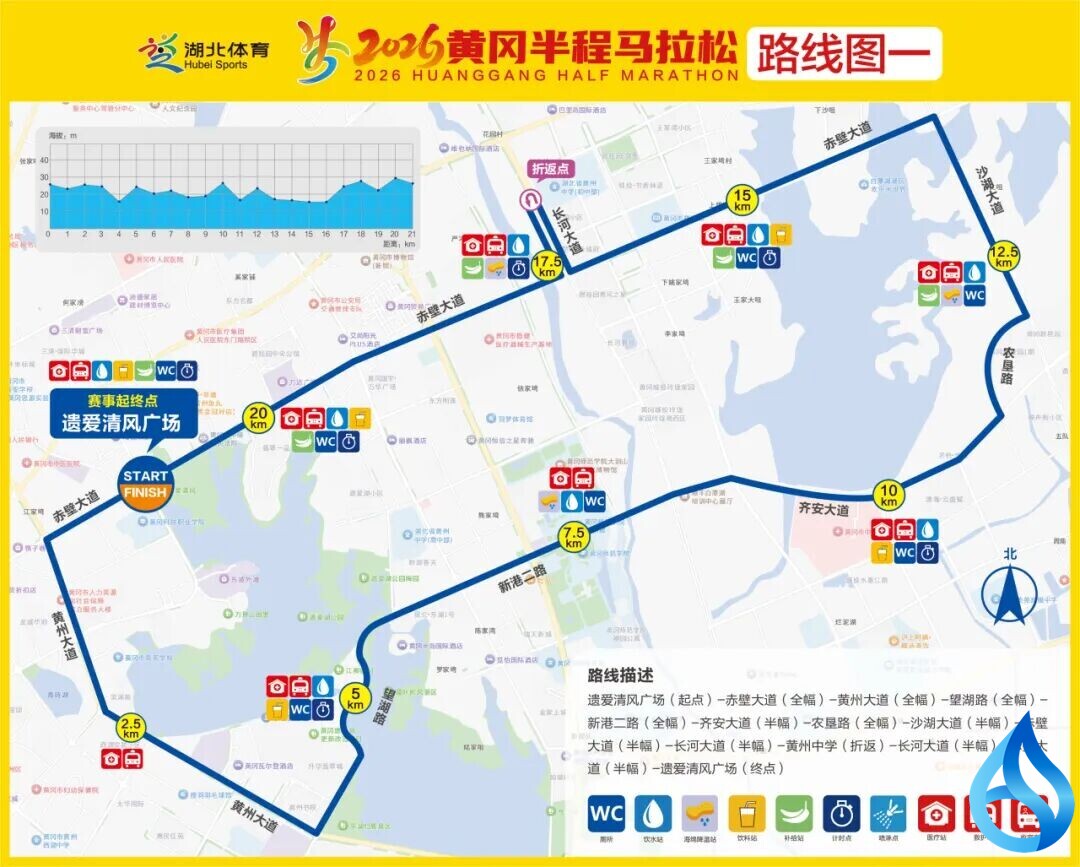黄冈半程马拉松路线出炉